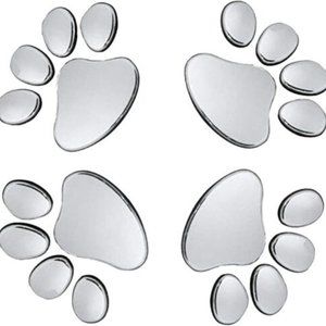6PCS 3D Chrome Dog Paw Footprint Sticker Decal Auto Car Emblem Decal Silver